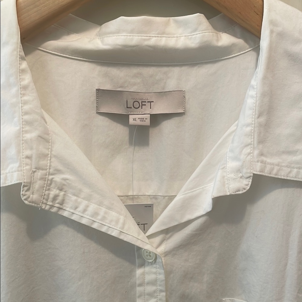 NWT LOFT White Button-Up Shirt